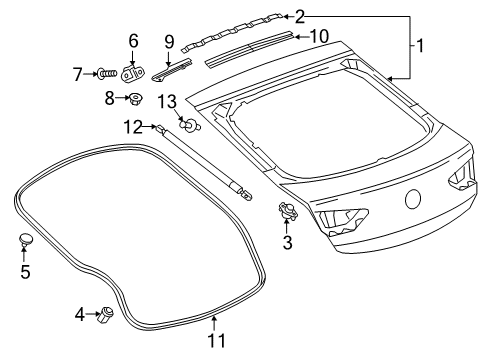 2018 Buick Regal Sportback Bracket Assembly, L/Gate Seal Diagram for 39079106