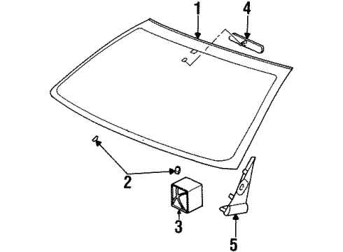 1999 Saturn SL Windshield Glass, Reveal Moldings Diagram