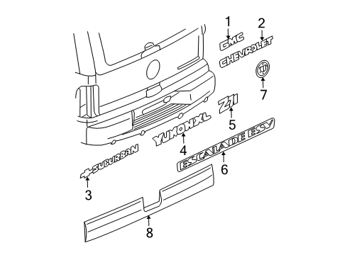 2005 Chevy Suburban 1500 Exterior Trim - Lift Gate Diagram