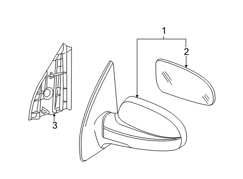 2007 Chevy Aveo Mirror,Outside Rear View Diagram for 96458175