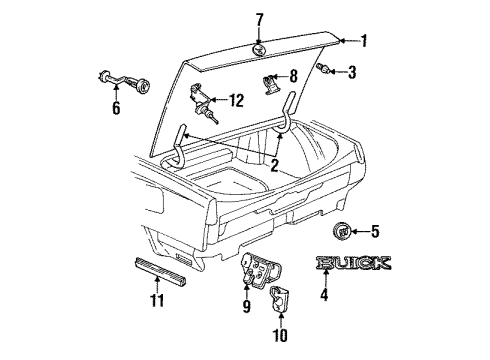 1992 Buick LeSabre Rear Compartment Lid Emblem Assembly Diagram for 25630932