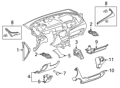 2020 Buick Encore Applique Assembly, Instrument Panel Lower Trim Plate *Black Diagram for 42502445