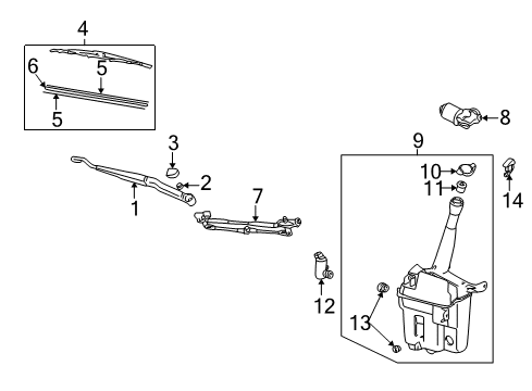 2008 Pontiac Vibe Wiper & Washer Components Diagram 2 - Thumbnail