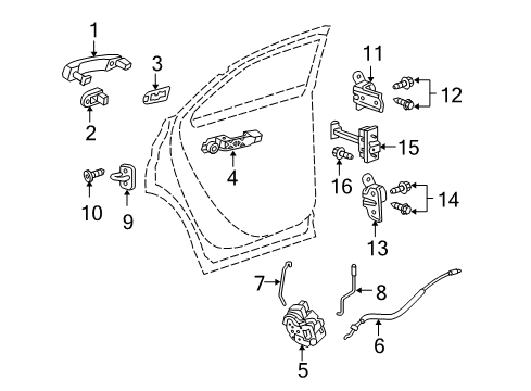 2014 GMC Terrain Rear Door - Lock & Hardware Diagram