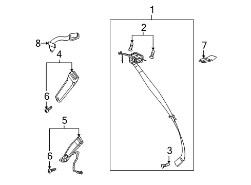 2003 Saturn Ion Belt Kit,Rear Seat (Buckle Side) *Gray Diagram for 15890304