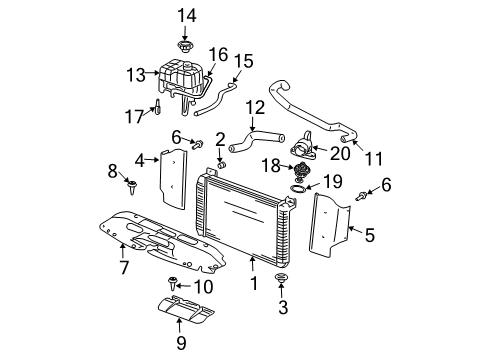 2006 GMC Sierra 2500 HD Radiator & Components Diagram 3 - Thumbnail