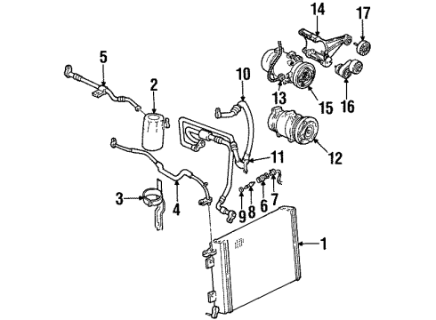 1999 Pontiac Firebird A/C Condenser, Compressor & Lines Diagram 2 - Thumbnail