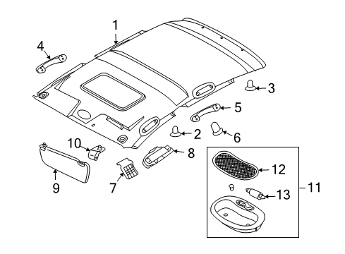 2010 Pontiac G3 Interior Trim - Roof Diagram