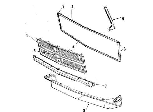 1989 Chevy Blazer Grille & Components Diagram