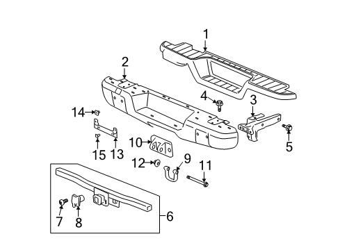 2006 Hummer H3 Bracket,Rear License Plate Diagram for 15850417