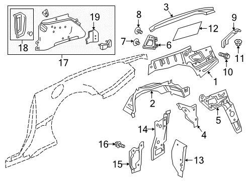 2016 Chevy Camaro Inner Structure - Quarter Panel Diagram 1 - Thumbnail