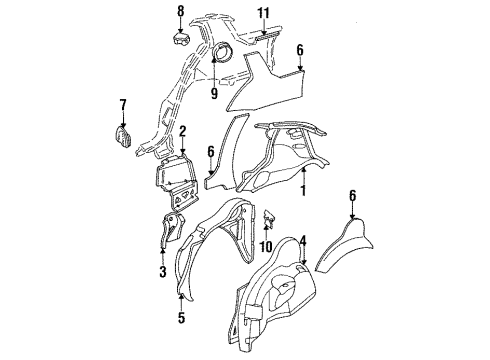 1997 Buick Skylark Inner Structure - Quarter Panel Diagram 2 - Thumbnail