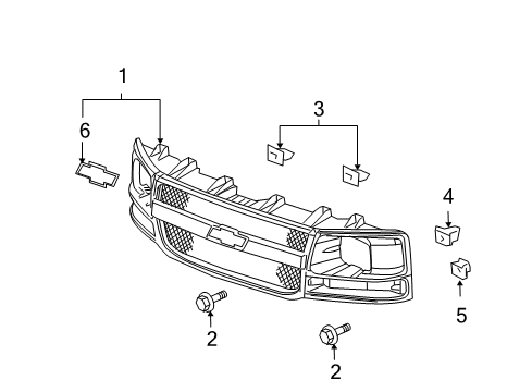 2014 Chevy Express 1500 Grille & Components Diagram 2 - Thumbnail