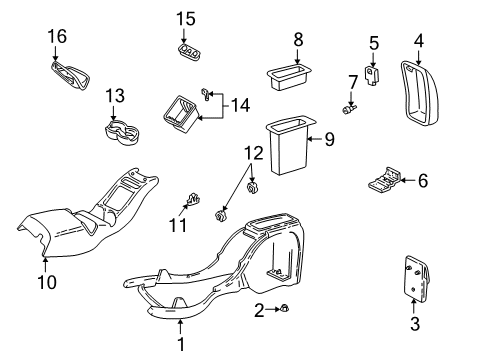 1998 GMC Sonoma Plate Assembly, Front Floor Console Trim <Use 1C1N*Pewter Diagram for 15718178