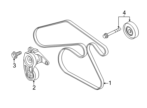 2011 Cadillac SRX Belt,Water Pump & A/C Compressor & Generator & P/S Pump Diagram for 55567786