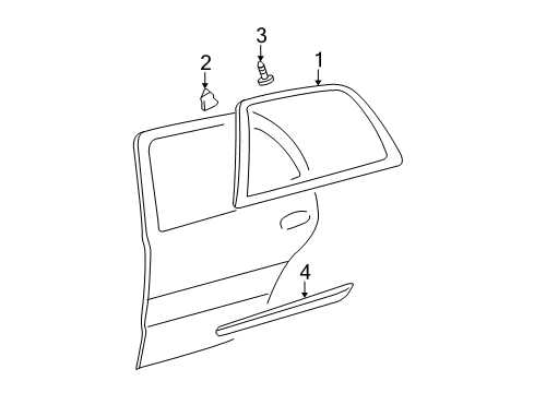 2010 Cadillac DTS Exterior Trim - Rear Door Diagram