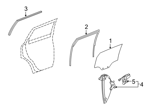 2010 Saturn Vue Rear Door - Glass & Hardware Diagram