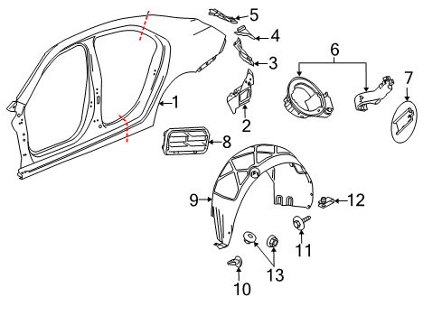 2013 Chevy Malibu Quarter Panel & Components Diagram