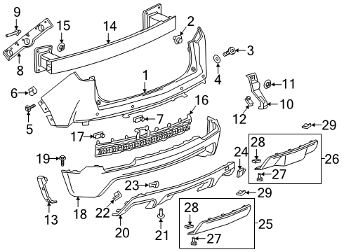 2021 Cadillac XT4 Bracket Assembly, Rear Bpr Lwr Fascia Diagram for 84506770