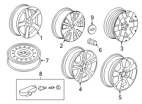 2015 Chevy Captiva Sport Wheels, Covers & Trim Diagram