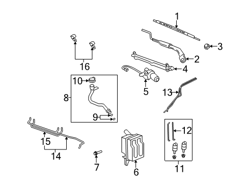 2008 Saturn Vue Windshield - Wiper & Washer Components Diagram 1 - Thumbnail