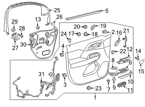 2019 GMC Acadia Interior Trim - Front Door Diagram