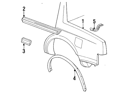 1991 Cadillac Seville Molding Assembly, Rear Quarter Center Front *White Diagram for 20724626