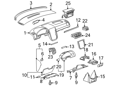 2007 Buick Terraza Cluster & Switches, Instrument Panel Diagram 3 - Thumbnail