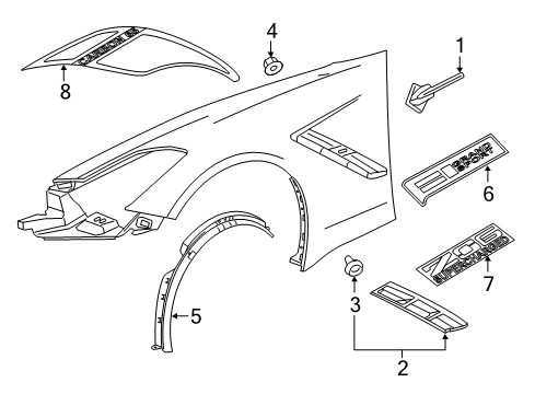 2018 Chevy Corvette Vent Assembly, Front Fender Ornamentation *Service Primer Diagram for 84244315