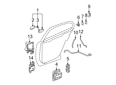 2005 Pontiac Grand Prix Rear Side Door Lock Assembly Diagram for 15813547