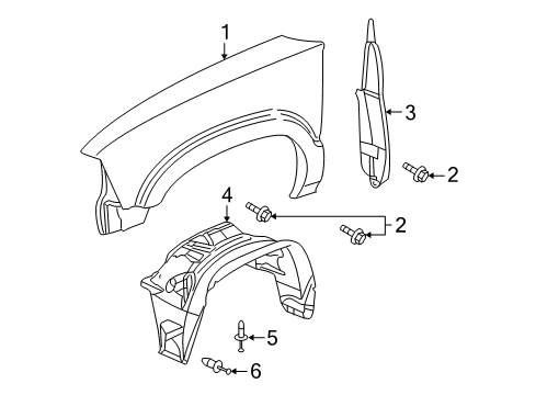 2002 Chevy Trailblazer Fender,Front Diagram for 12477994