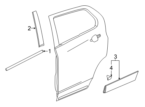 2020 Buick Envision Applique Assembly, Rear S/D Wdo Frm Frt Diagram for 84588949