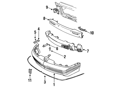 1994 Oldsmobile Cutlass Supreme Absorber, Front Bumper Fascia Energy Diagram for 16506529