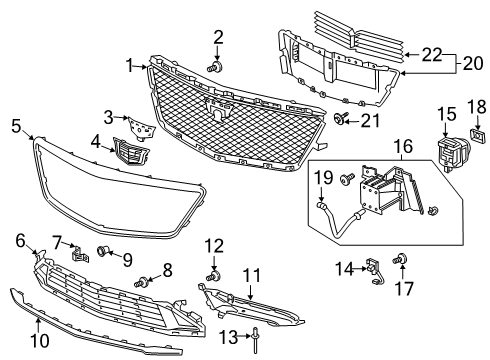 2017 Cadillac CT6 Grille & Components Diagram 2 - Thumbnail