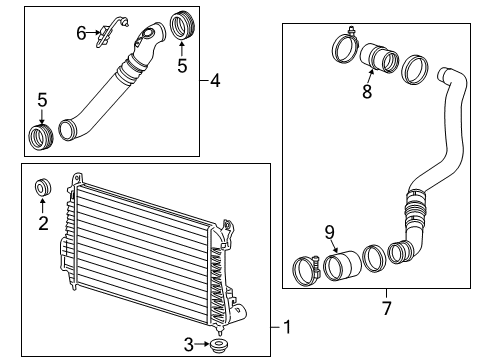 2011 GMC Sierra 3500 HD Charging Air Cooler Inlet Air Hose Assembly Diagram for 23282450