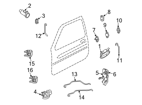 2000 Buick Regal Handle Assembly, Rear Side Door Inside *Black Diagram for 10350959