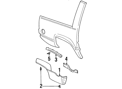 2000 GMC Yukon Quarter Panel & Components, Glass, Exterior Trim, Trim Diagram 2 - Thumbnail