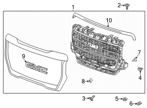 2021 GMC Canyon Grille & Components Diagram