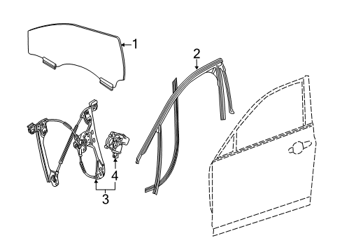 2020 Cadillac CT6 Front Door - Glass & Hardware Diagram