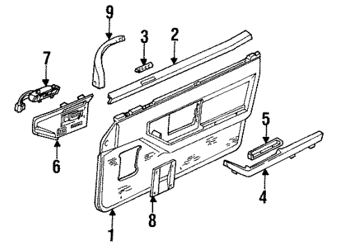 1985 Chevy Corvette Cargo Lamps, Interior Trim Diagram