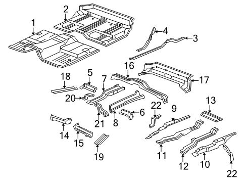 2010 Cadillac Escalade Pillars, Rocker & Floor - Floor & Rails Diagram 2 - Thumbnail