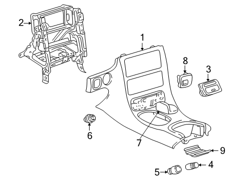 2000 Chevy Corvette Front Console, Rear Console Diagram 1 - Thumbnail