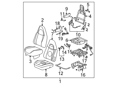 2003 GMC Savana 1500 Escut, Passenger And Driver Seat Adjust 6 Way Switch *Neutral Diagram for 16788697