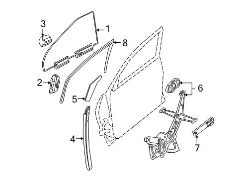 2005 Pontiac GTO Weatherstrip Assembly, Front Side Door Diagram for 92092896