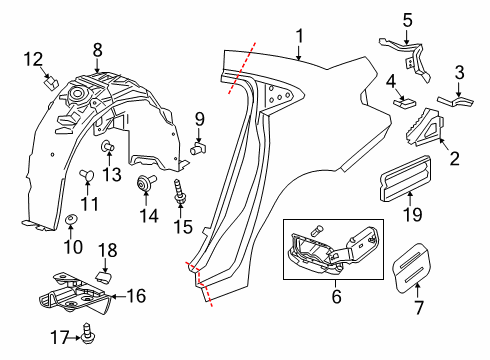 2016 Chevy Cruze Pocket Assembly, Body Side Tail Lamp Diagram for 23208808