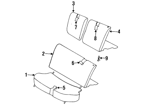 1998 Chevy Metro Cushion,Rear Seat Diagram for 91171545