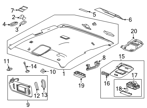 2019 Chevy Colorado Tape, Headlining Trim Panel Diagram for 23483073