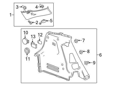 2021 Chevy Bolt EV Panel Assembly, Quarter Lower Rear Trim *Light Ash Grr Diagram for 42595938