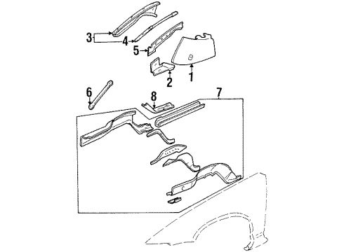 1999 Oldsmobile Intrigue Structural Components & Rails Diagram