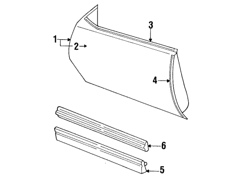 1988 Chevy Cavalier Door & Components Diagram